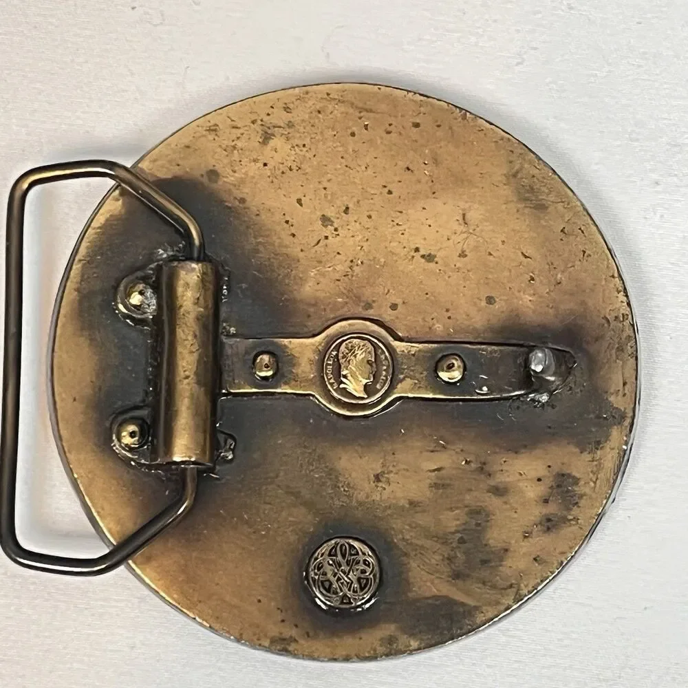 Vintage Indiana Scout Brass Belt Buckle State Seal Copper Tone Western 3 Inch